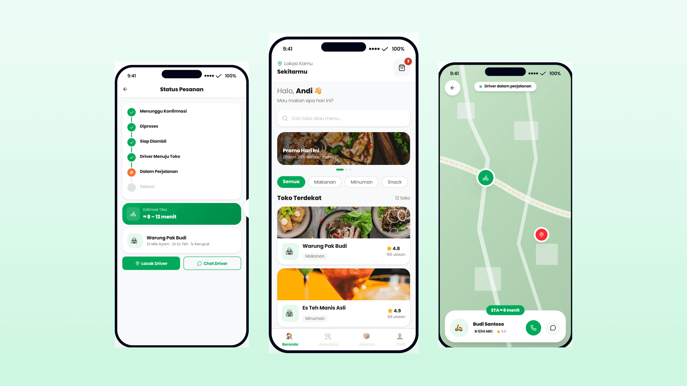 App Ojol Lokal — Food Delivery 4 Role